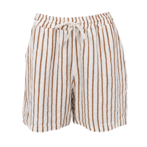 Black Colour Melina linen shorts - Camel Stripe