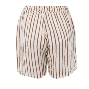 Black Colour Melina linen shorts - Camel Stripe