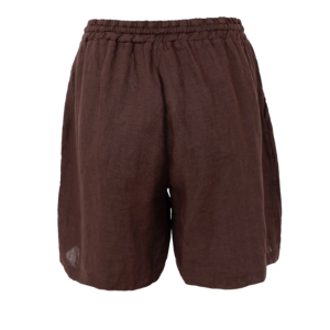 Black Colour Melina linen shorts - Coffee
