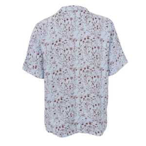 Black Colour Melina Short Sleeve linen blouse - Floral