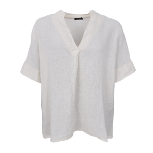 Black Colour Short Sleeve linen blouse - Vanilla