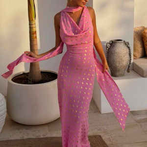 Never Fully Dressed Pink Sophie Dress with Gold Fleck