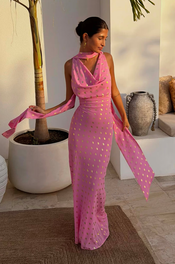 slim fit dress slacks Gold Metallic Ribbed Dress