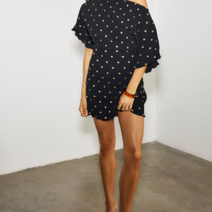 Never Fully Dressed Black Plisse Mini Tilly Dress