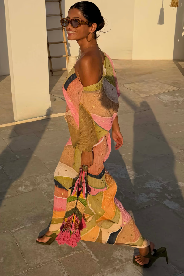 Never Fully Dressed Green Abstract Tilly Dress - Renes Lancaster