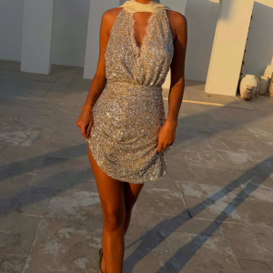 Never Fully Dressed Silver Sequin Mini Jaspre Skirt