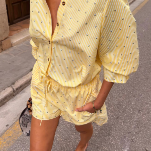 Never Fully Dressed Lemon Pinstripe Ellie Shorts