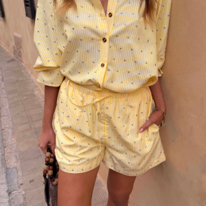 Never Fully Dressed Lemon Pinstripe Ellie Shorts