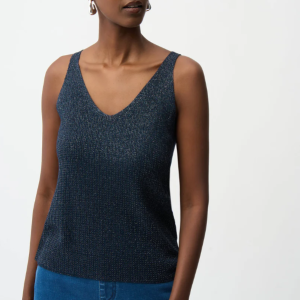 Joseph Ribkoff Metallic Knitted Camisole with Rhinestones