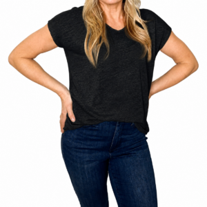 Suzy D Lucia Black Linen Jersey V Neck