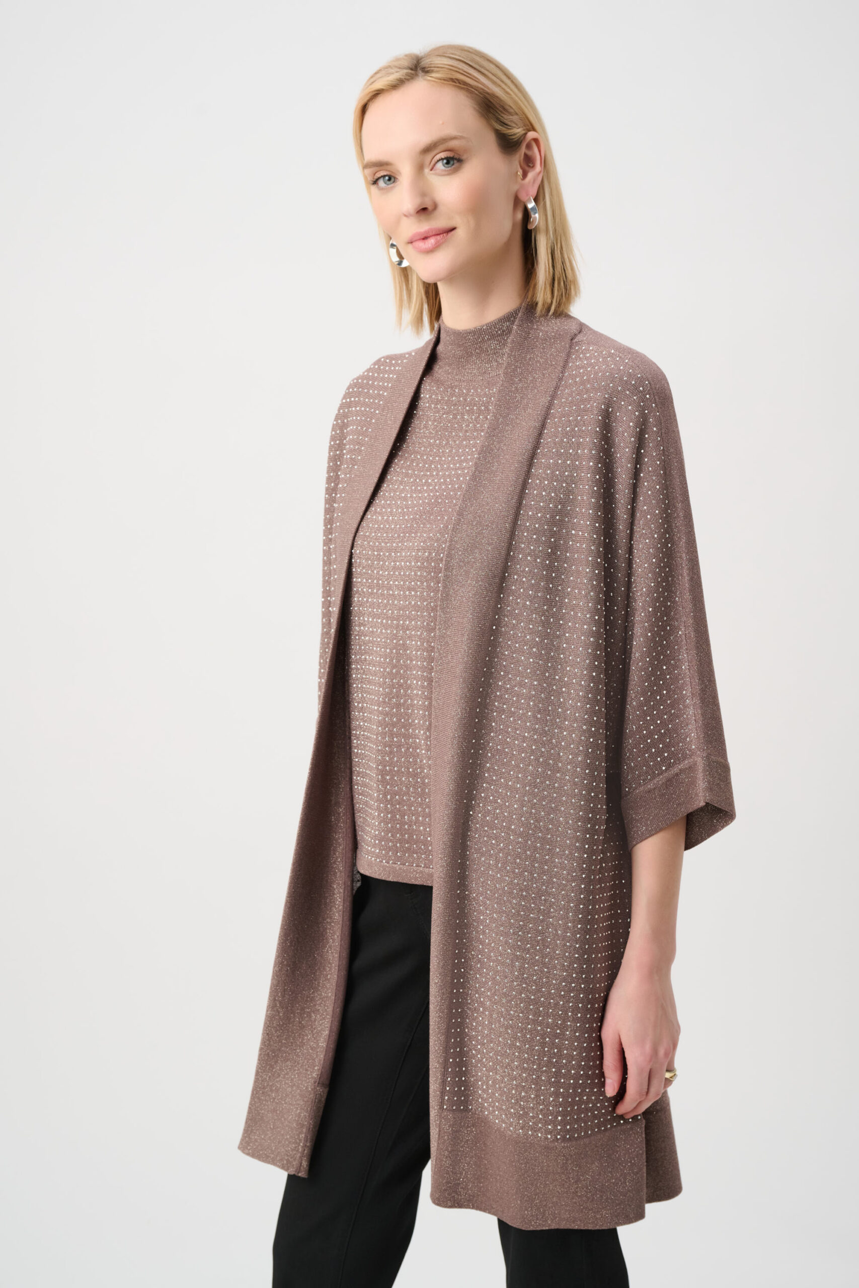 Joseph Ribkoff Sweater Knit Cover-Up with Iron-On Detail