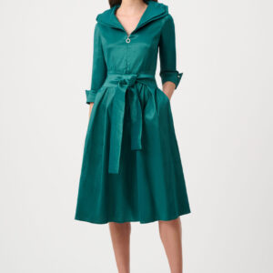 Joseph Ribkoff Signature | Stretch Taffeta Fit And Flare Dress With Lapel Collar