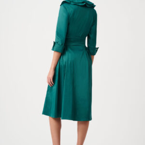 Joseph Ribkoff Signature | Stretch Taffeta Fit And Flare Dress With Lapel Collar
