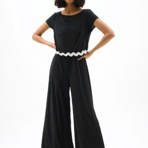 Joseph Ribkoff Silky Knit Culotte Jumpsuit With Contrast Trim