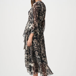 Joseph Ribkoff Signature | Chiffon Printed Fit and Flare Wrap Dress
