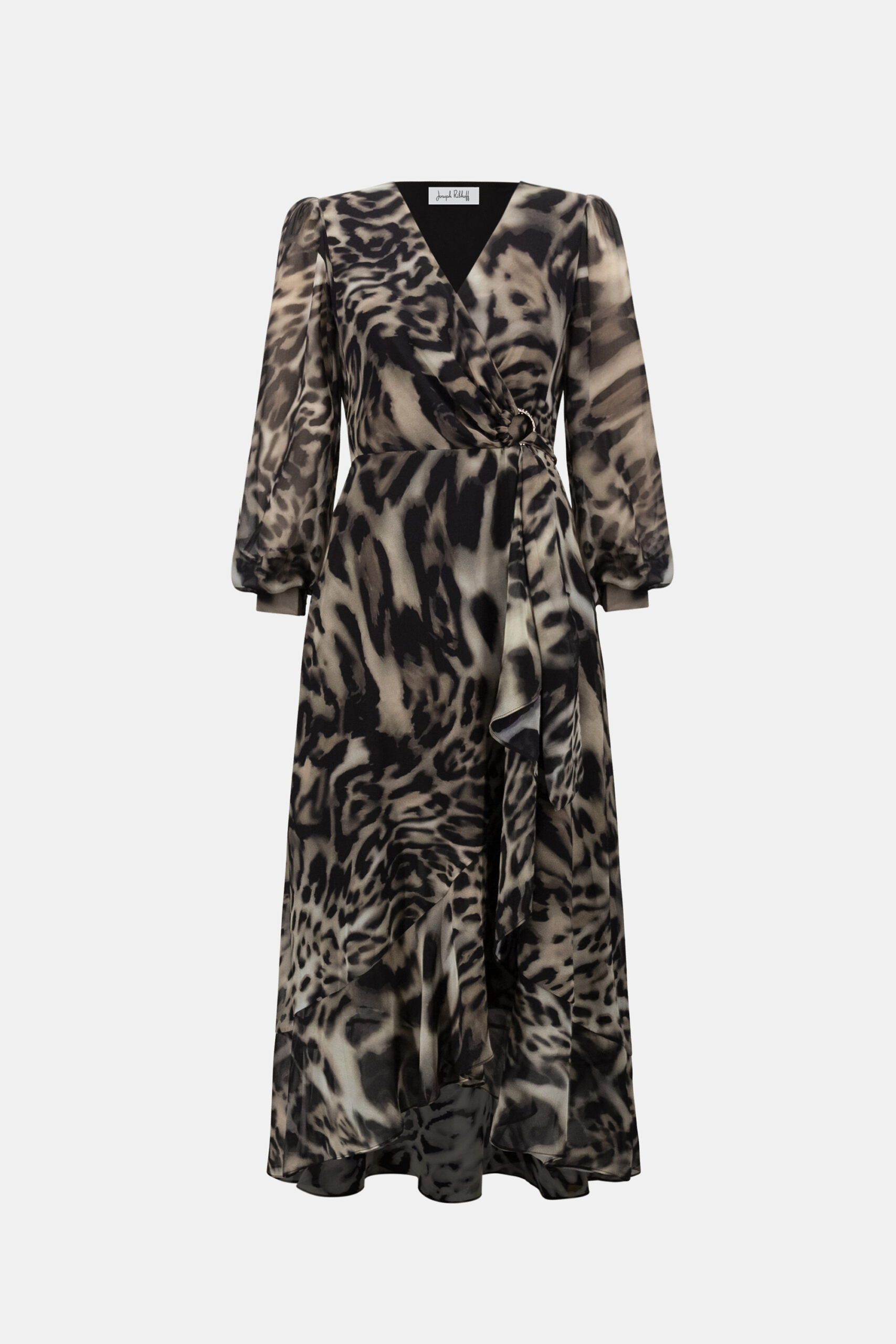 Joseph Ribkoff Signature | Chiffon Printed Fit and Flare Wrap Dress