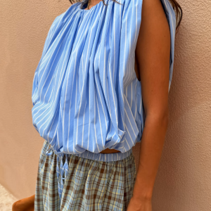 Never Fully Dressed Blue Stripe Bubble Top