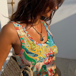 Never Fully Dressed BLUE MARI RIBBED TANK TOP