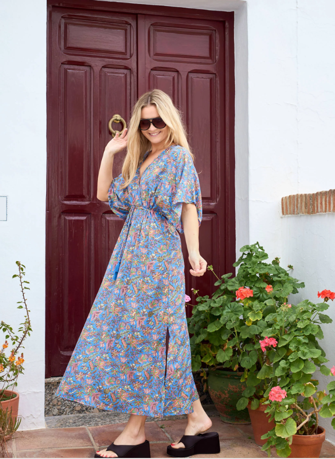 Black Colour Luna Long Dress- Violet Blue