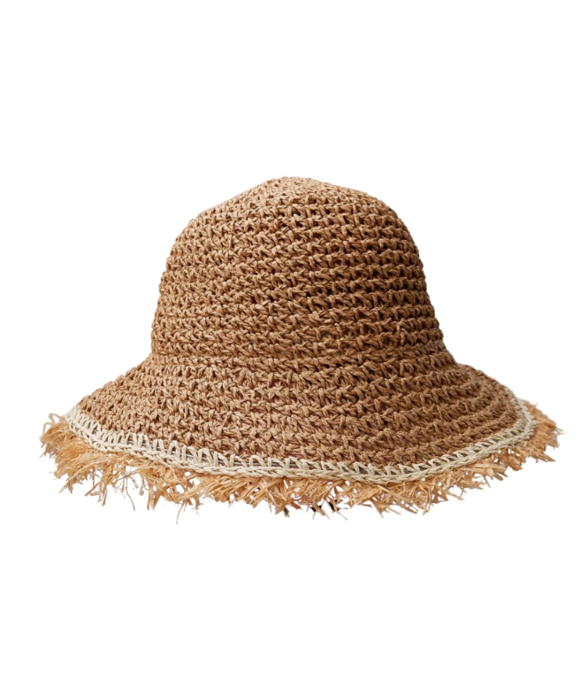 Black Colour Pilar Straw Hat - Khaki