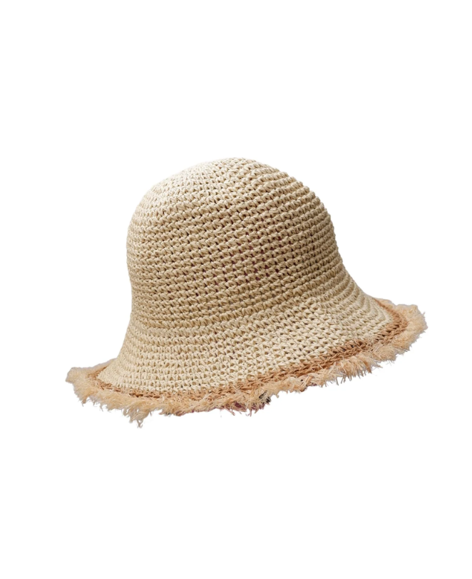 Black Colour Pilar Straw Hat - Natural