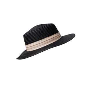 Black Colour Positano Straw Hat - Black