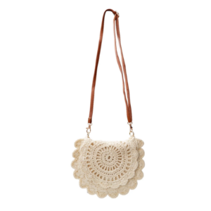 Black Colour Crochet Mini Bag - Cream