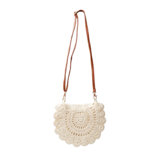 Black Colour Crochet Mini Bag - Cream