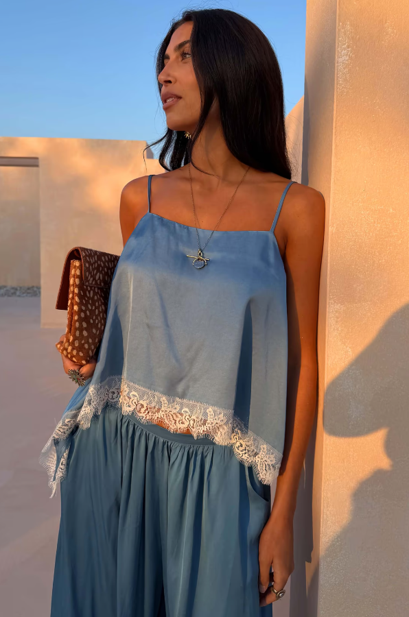 Never Fully Dressed Blue Lace Swing Cami