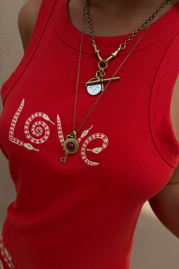 Never Fully Dressed Red Snake Love Rib Tank