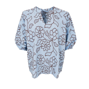 Black Colour Raglan Blouse - Light Blue