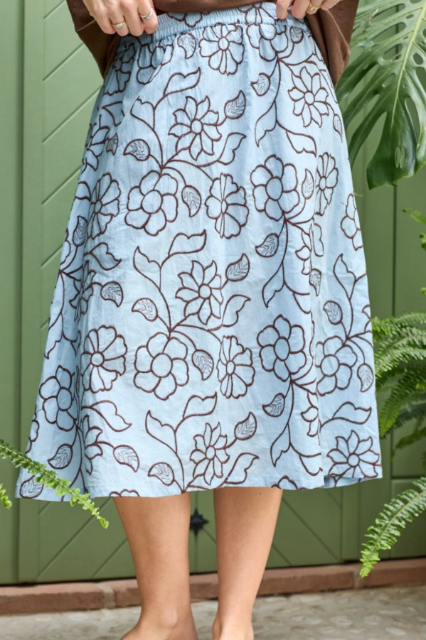 Black Colour Marriot Skirt - Light Blue