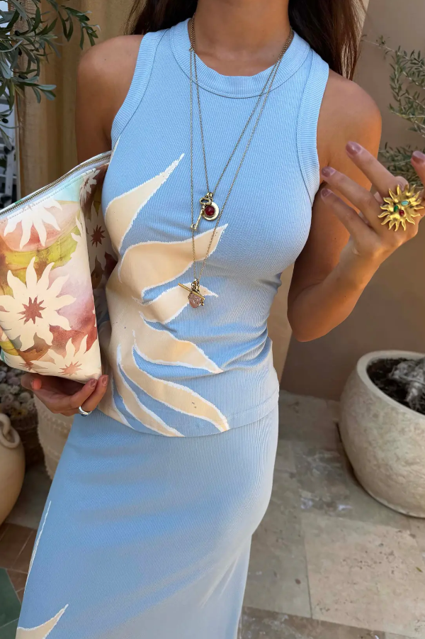 Never Fully Dressed Ice Blue Sol Rib Tank