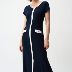 Joseph Ribkoff Silky Knit Color Block A-Line Midi Dress