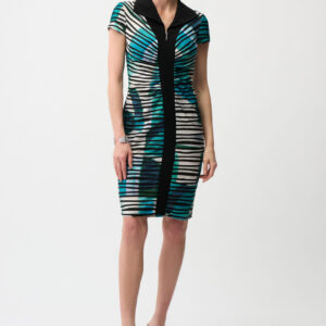 Joseph Ribkoff Cascade Knit Geometric Print Sheath Dress