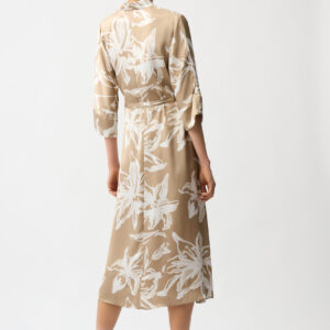 Joseph Ribkoff Recycled Satin Floral Print Trapeze Shirt Dress With Sash