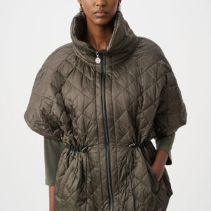 Joseph Ribkoff Quilted Nylon Shawl-Neck Boxy Vest