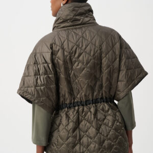 Joseph Ribkoff Quilted Nylon Shawl-Neck Boxy Vest