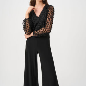 Signature | Silky Knit and Sheer Novelty Wide Leg Jumpsuit