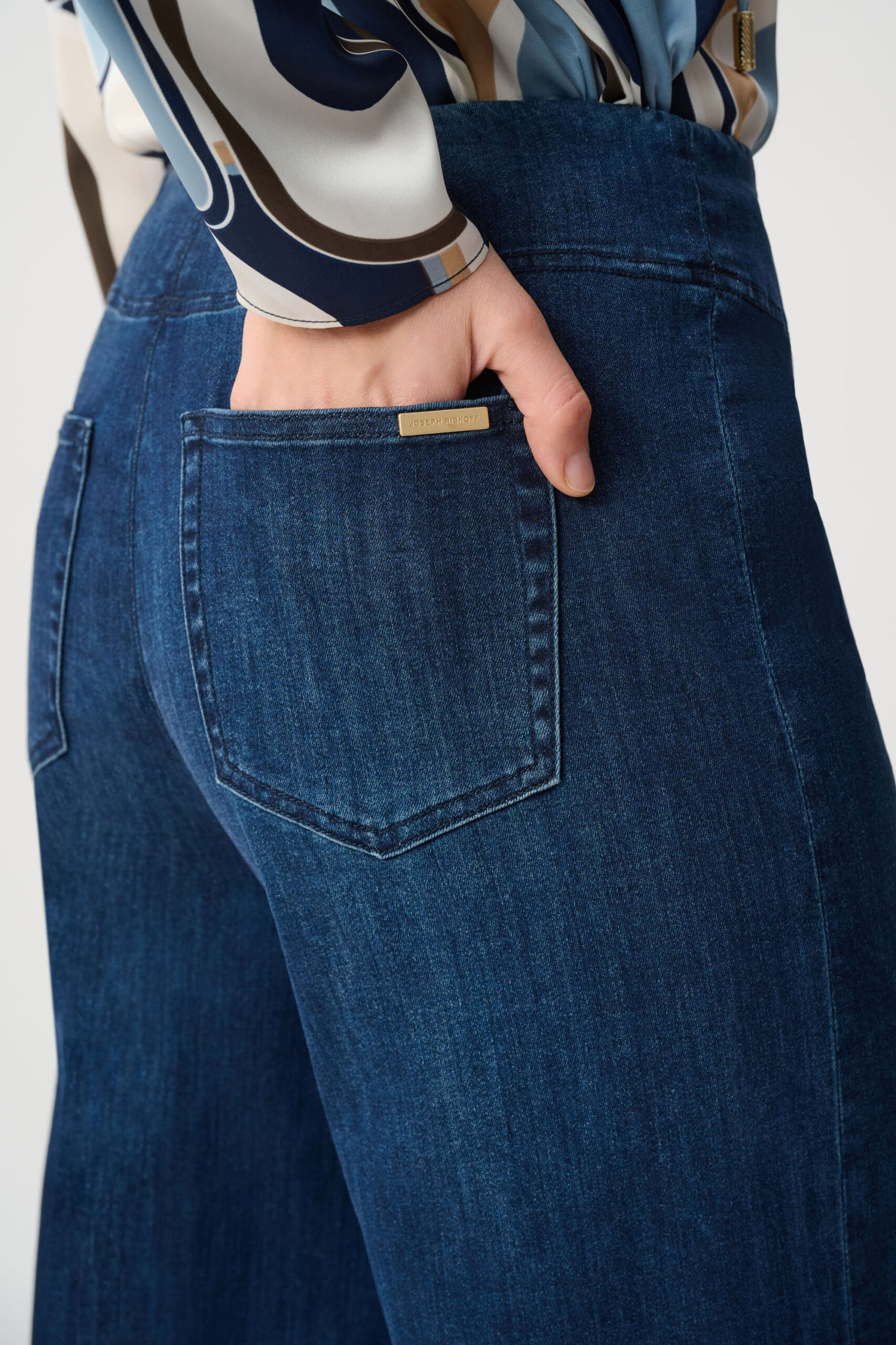 Joseph Ribkoff Featherweave Denim Palazzo High-Rise Pull-On Jeans
