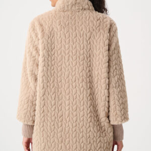 Joseph Ribkoff Textured Faux Fur Mock-Neck Coat