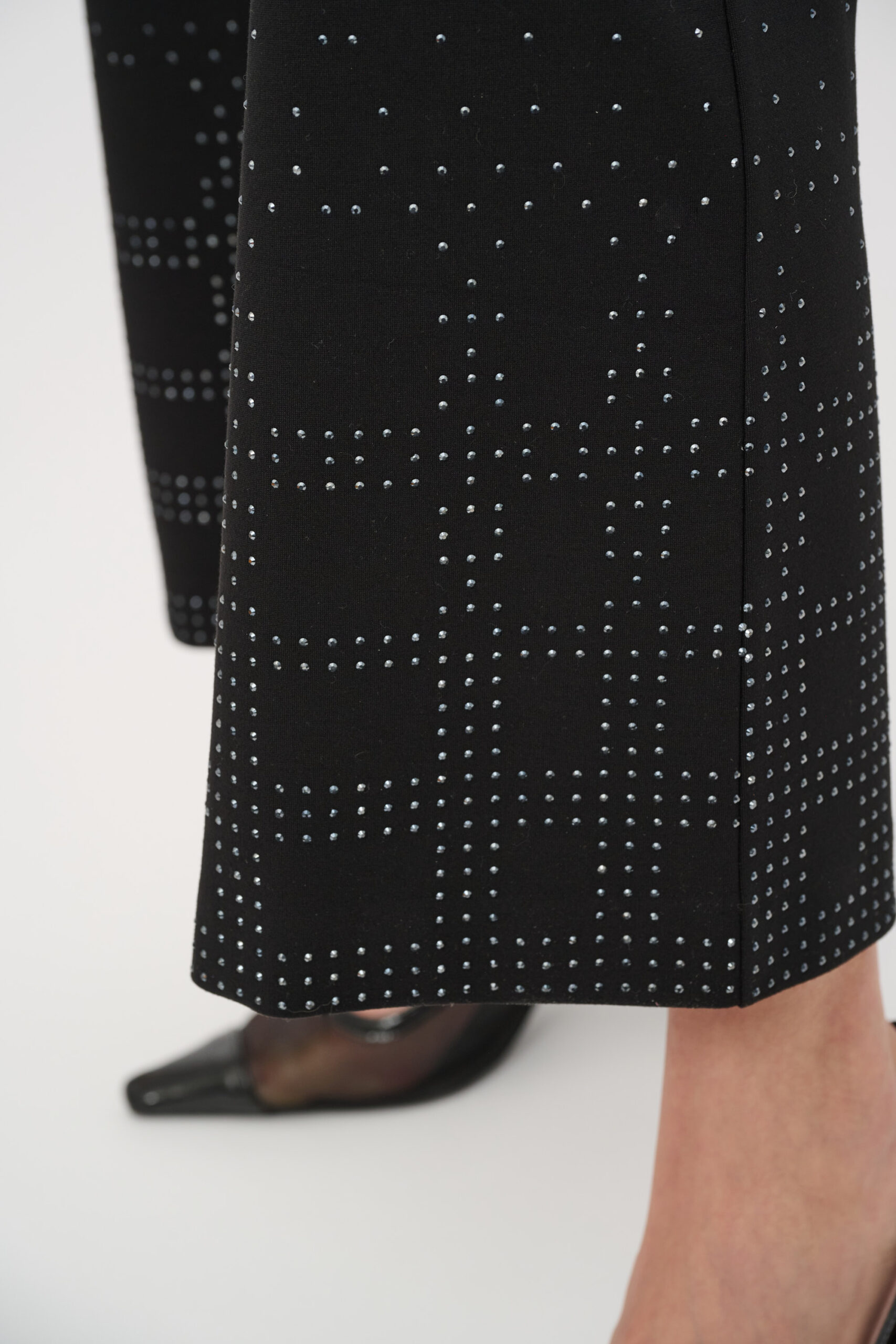 Joseph Ribkoff Heavy Knit Flared Pull-On Pants With Rhinestone Detail