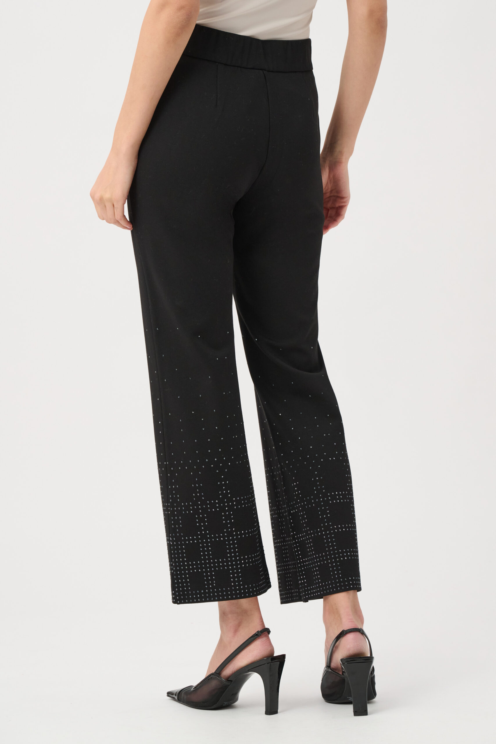 Joseph Ribkoff Heavy Knit Flared Pull-On Pants With Rhinestone Detail