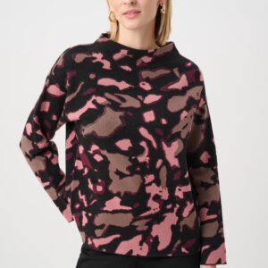 Joseph Ribkoff Abstract Jacquard Sweater With Rhinestone Detail