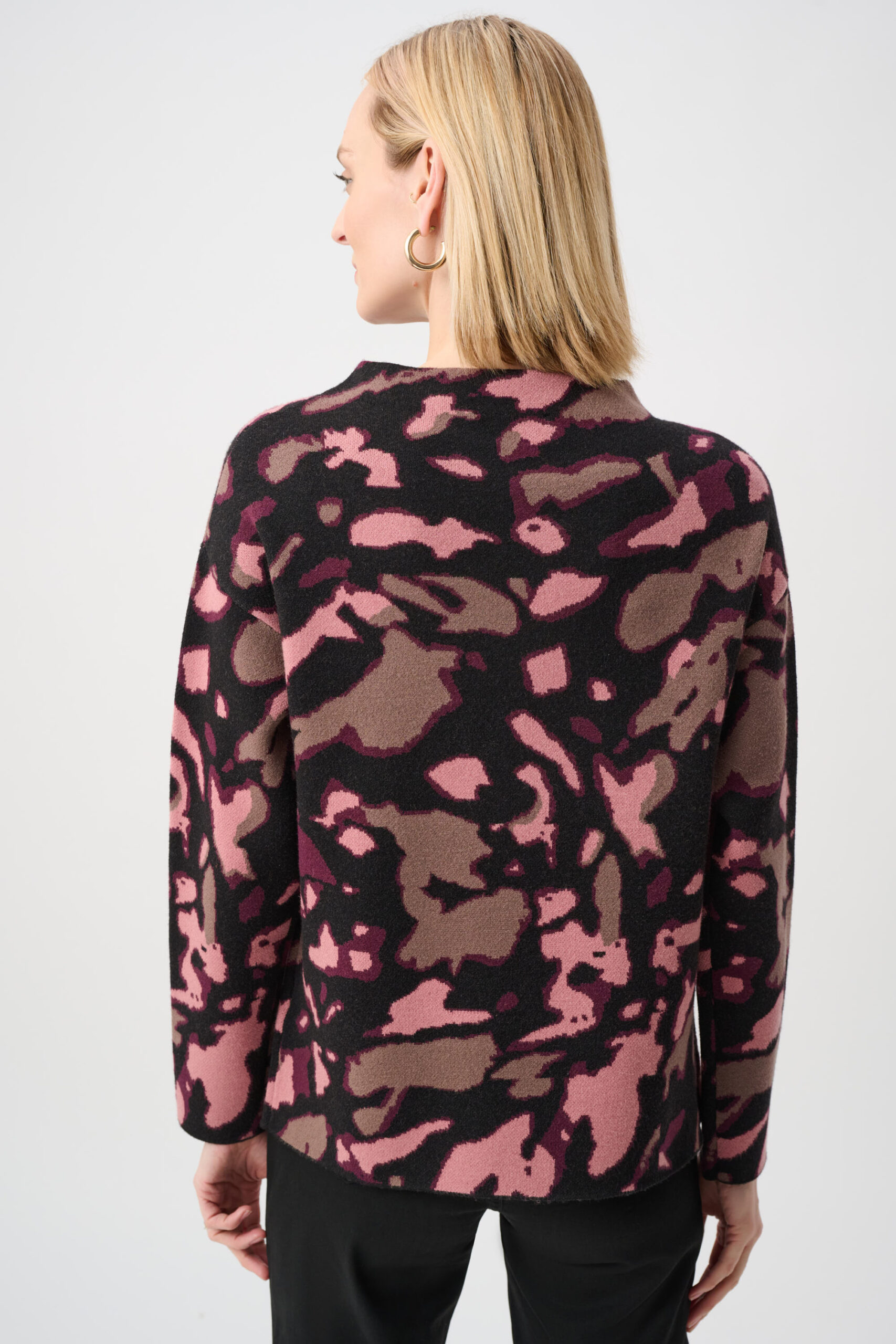 Joseph Ribkoff Abstract Jacquard Sweater With Rhinestone Detail