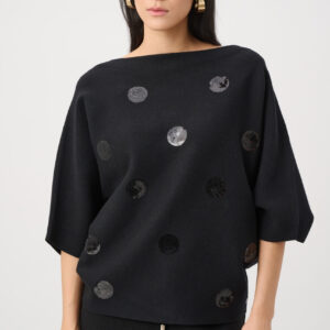 Joseph Ribkoff Brushed Viscose And Nylon Boxy Embroidered Sweater