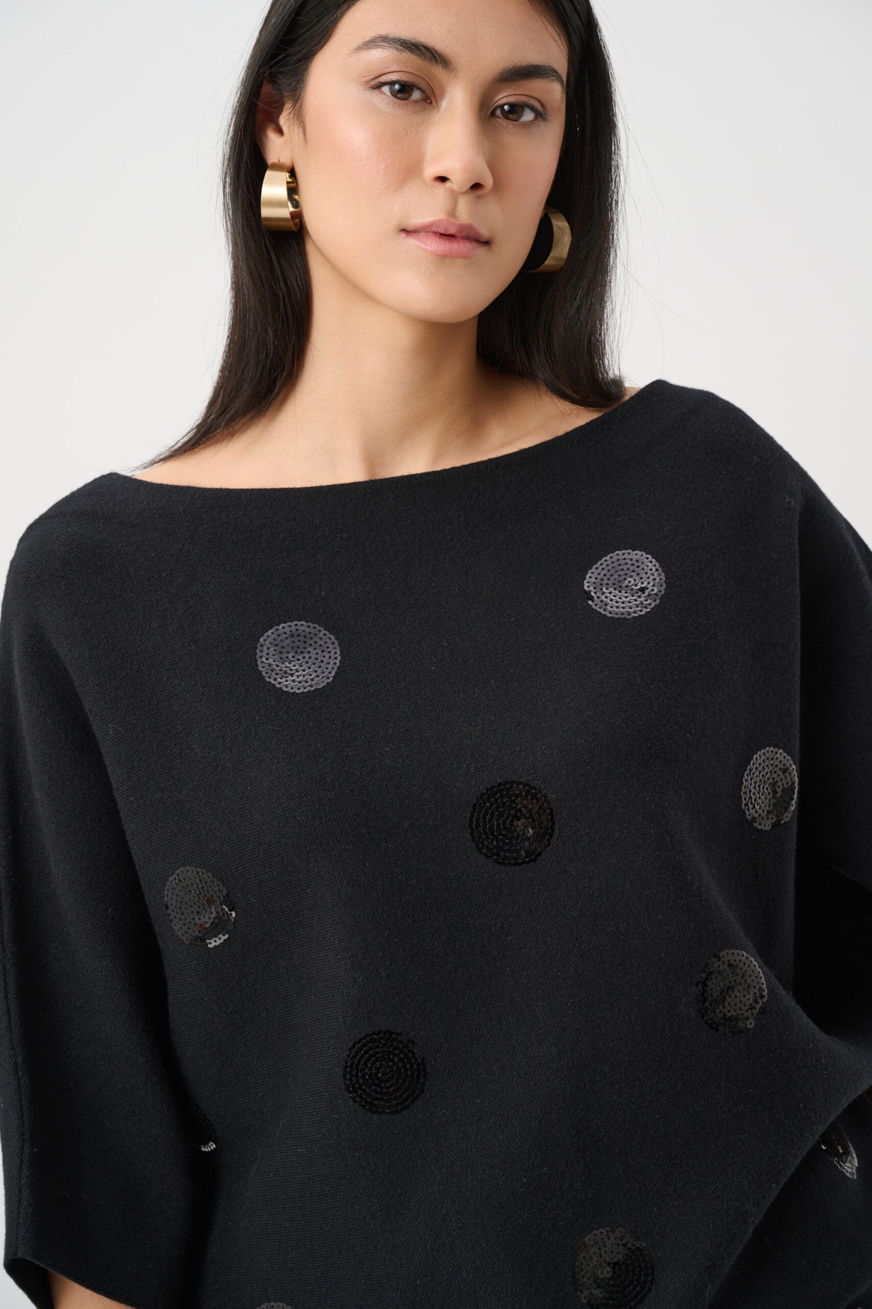 Joseph Ribkoff Brushed Viscose And Nylon Boxy Embroidered Sweater