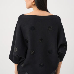 Joseph Ribkoff Brushed Viscose And Nylon Boxy Embroidered Sweater