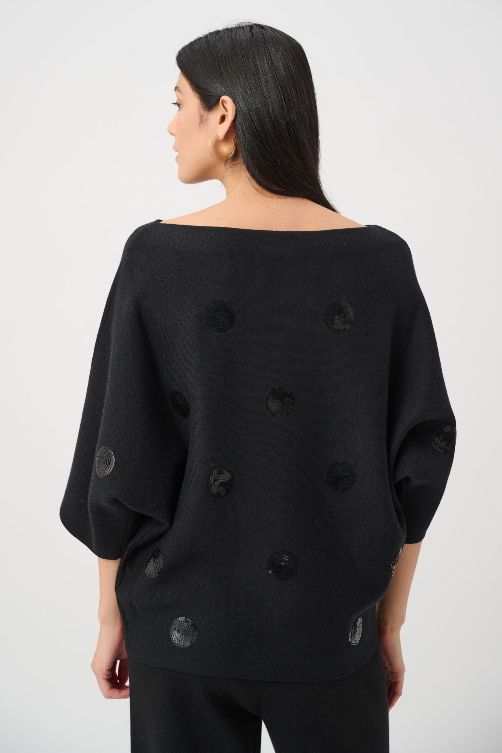 Joseph Ribkoff Brushed Viscose And Nylon Boxy Embroidered Sweater