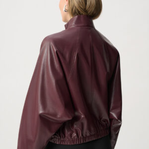 Joseph Ribkoff Leatherette Mock-Neck Bomber Jacket